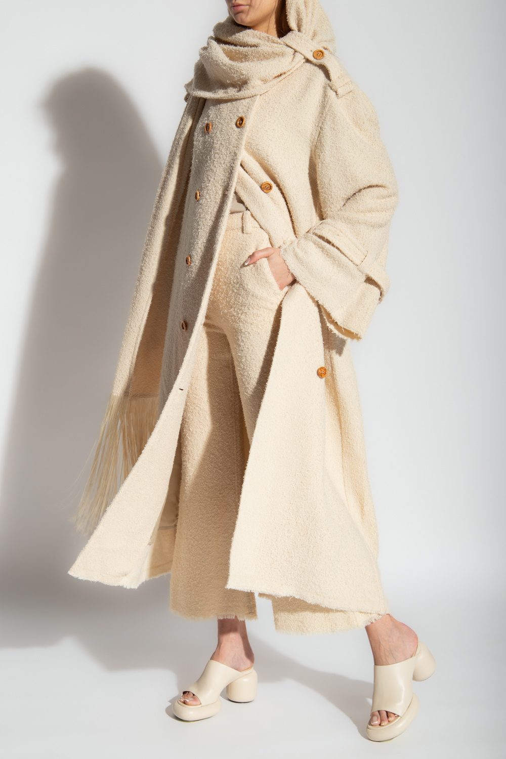 Beige 'Aspen' coat with scarf By Malene Birger - GenesinlifeShops